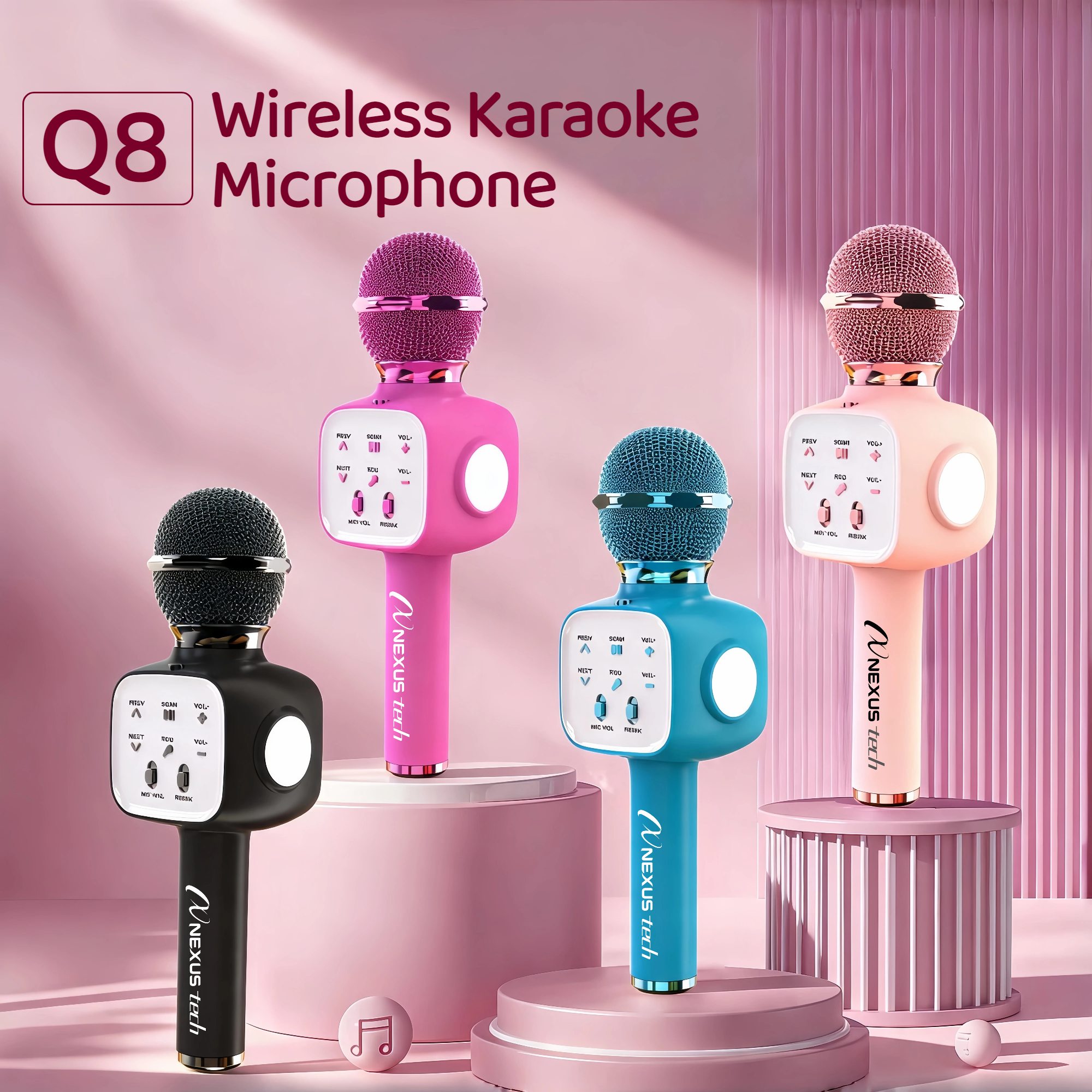 Shure Mic Sm58 - ワイヤレスBluetooth 5.2対応カラオケマイク、ポータブルスピーカー、ボイスチェンジャー、RGB LED搭載、高級感のあるパーティーエンターテイメント用、歌うための機器、TWS対応、子供から大人まで楽しめるギフト。