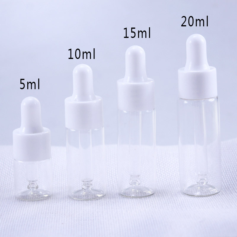 50個入り、5ml、10ml、15ml、20mlの透明ガラス - Juice Bottle Dropper のレビューと価格