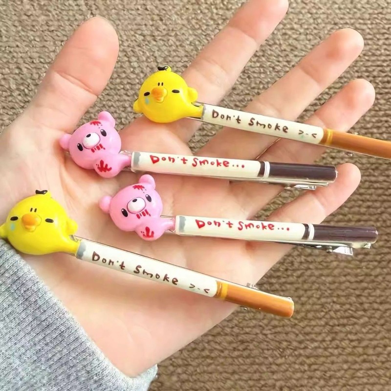 泣いているひよこヘアクリップ漫画タバコの形のヘアピン禁煙ヘア - Vape Decoration のレビューと価格